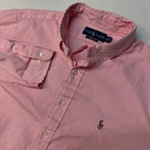 Ralph Lauren Classic Fit Pink Oxford Button Down Long Sleeve Shirt Men 17 34/35